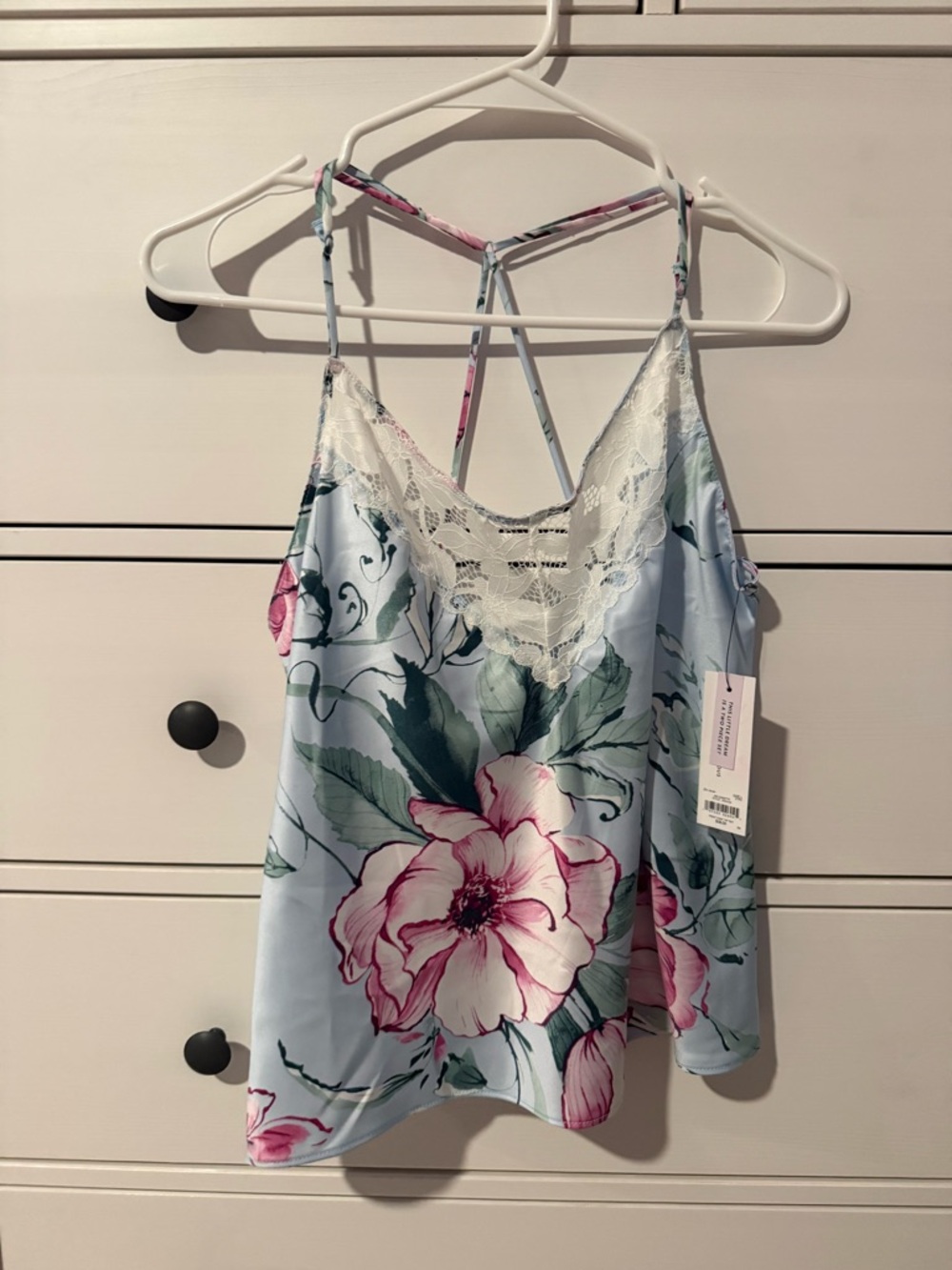 Target Light Blue Floral Lace-Trim Cami Pajama Top